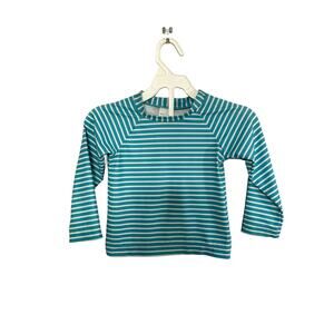 Moon and Back by Hanna Andersson Green Striped Long Sleeve Rash Guard Size 2T